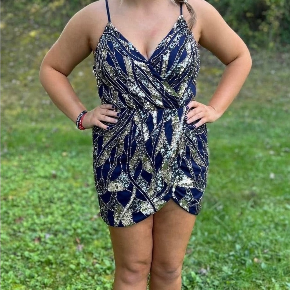 Navy and Golf Sequin Dress